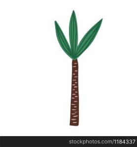 Hand drawn palm tree isolated on white background. Doodle exotic rainforest tree. Tropical vector illustration. hand drawn palm tree isolated on white background. Doodle exotic rainforest tree.