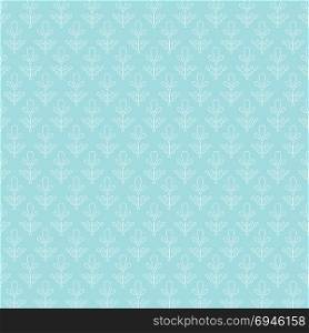 Hand drawn pattern of flowers outline in pale turquoise and mint colors background. Vector illustration.