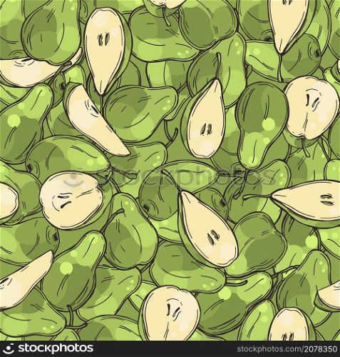 Hand drawn pears. Vector seamless pattern.. Vector pattern with pears.