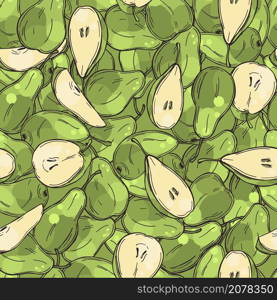 Hand drawn pears. Vector seamless pattern.. Vector pattern with pears.