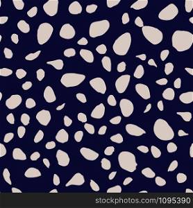 Hand drawn pebble seamless pattern. Chaotic stones wallpaper. Simple design for fabric, textile print, wrapping paper, textile. Vector illustration. Hand drawn pebble seamless pattern. Chaotic stones wallpaper.