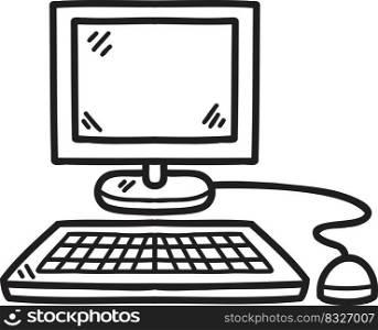 Hand Drawn personal computer illustration isolated on background