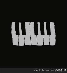 hand drawn piano keys in flat style, vector. hand drawn piano keys in flat style