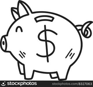 Hand Drawn piggy bank illustration isolated on background