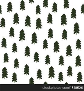 Hand drawn pine tree seamless pattern isolated on white background. Forest fir vector wallpaper. Design for fabric, textile print, kitchen textiles, wrapping, cover.. Hand drawn pine tree seamless pattern isolated on white background. Forest fir vector wallpaper.