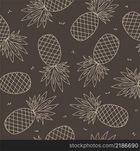 Hand drawn pineapple fruit seamless pattern. Vector illustration.