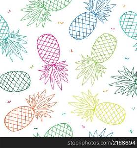 Hand drawn pineapple fruit seamless pattern. Vector illustration.
