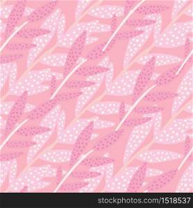 Hand drawn pink branches with leaves seamless pattern. Abstract organic backdrop. Decorative forest leaf endless wallpaper. Design for fabric, textile print, wrapping, cover. Vector illustration.. Hand drawn pink branches with leaves seamless pattern. Abstract organic backdrop. Decorative forest leaf endless wallpaper.