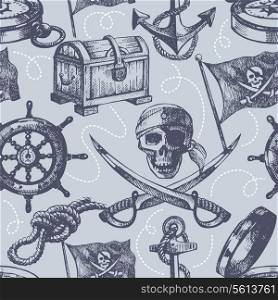 Hand drawn pirate seamless pattern