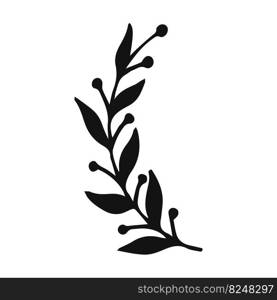 Hand drawn plants outline. Floral and leave element. Line art style isolated on white background.