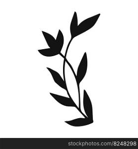 Hand drawn plants outline. Floral and leave element. Line art style isolated on white background.