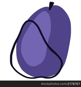 Hand drawn plum isolated. Print, poster design. Vector illustration. Hand drawn plum isolated
