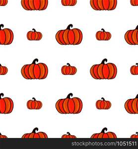 Hand drawn pumpkin cartoon seamless pattern for cover design, fabric texture, wrapping paper. Organic vegetable garden food. Colorful nature vector background.. Hand drawn pumpkin cartoon seamless pattern