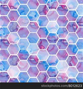 Hand drawn purple background with hexagons, vector format