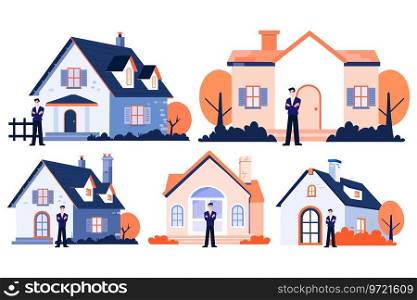 Hand Drawn Real estate agent character in flat style isolated on background