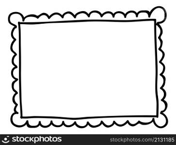 Hand drawn rectangle frame. Cute vintage shape in doodle style isolated on white background. Hand drawn rectangle frame. Cute vintage shape in doodle style