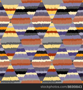 Hand drawn rhombus mosaic seamless pattern. Abstract ikat wallpaper. Vintage boho background. Freehand stripes backdrop. Geometric design for fabric, textile print, wrapping paper, cover.. Hand drawn rhombus mosaic seamless pattern. Abstract ikat wallpaper. Vintage boho background. Freehand stripes backdrop.