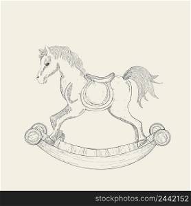 Hand drawn rocking horse, vector illustration