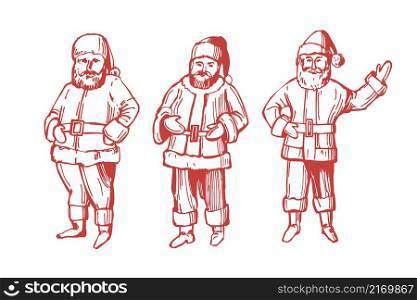 Hand-drawn Santa Claus. Vector sketch illustration. Santa Claus. Sketch illustration
