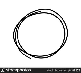 Hand drawn scribble circle. Doodle sketch underline. Highlight circle frame. Oval in doodle style. Vector illustration isolated on white background.. Hand drawn scribble circle. Doodle sketch underline. Highlight circle frame. Oval in doodle style. Vector illustration isolated on white background