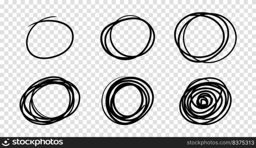 Hand drawn scribble circles, vector logo design elements