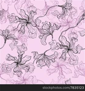 Hand drawn seamless floral pattern. Vector background.