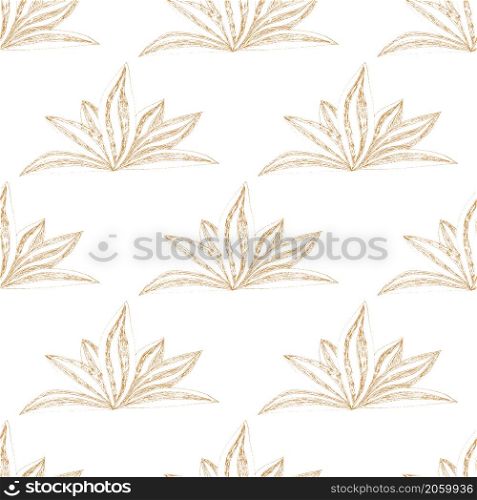 Hand drawn seamless floral pattern with orange flower on white background. Vector illustration.