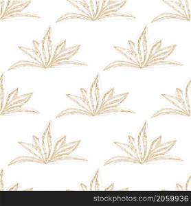 Hand drawn seamless floral pattern with orange flower on white background. Vector illustration.