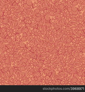 Hand drawn seamless Flower pattern. Doodle style