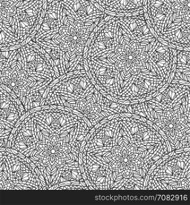 Hand drawn seamless mandala flowers pattern