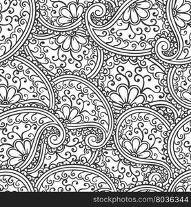 Hand drawn seamless Paisley pattern.. Hand drawn seamless Paisley pattern. Doodle style