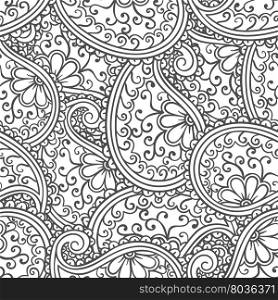 Hand drawn seamless Paisley pattern.. Hand drawn seamless Paisley pattern. Doodle style