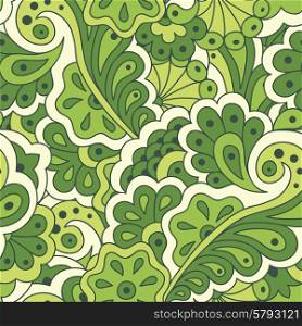 Hand drawn seamless pattern with abstract flowers. Ethnic seamless pattern. Vector backdrop.