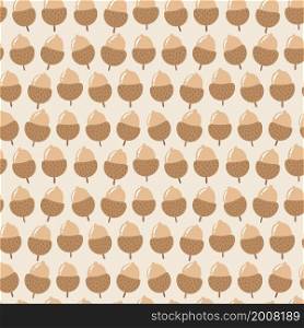 Hand-drawn seamless pattern with acorns. Colorful seasonal illustration for paper and gift wrap. Fabric print design. Creative stylish background.
