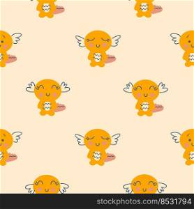 Hand drawn seamless pattern with cute axolotls. Perfect for T-shirt, textile and print. Doodle vector illustration for decor and design.