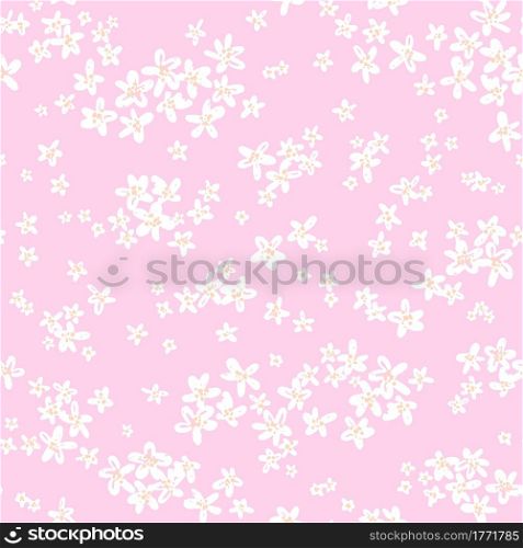 Hand-drawn seamless pattern with flowers. Colorful floral illustration for paper and gift wrap. Fabric print textured design. Creative stylish background.