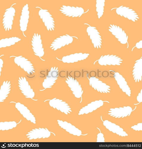 Hand drawn seamless pattern with fluffy feathers. Simple silhouette print for T-shirt, paper, fabric and stationery. Doodle vector illustration for decor and design.