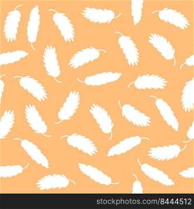 Hand drawn seamless pattern with fluffy feathers. Simple silhouette print for T-shirt, paper, fabric and stationery. Doodle vector illustration for decor and design.