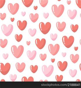 Hand-drawn seamless pattern with hearts. Creative stylish background for Valentine Day. Colorful illustration for paper and gift wrap. Fabric print modern design.