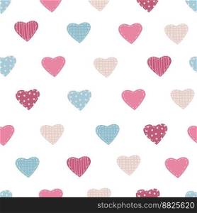 Hand drawn seamless pattern with hearts with white seam