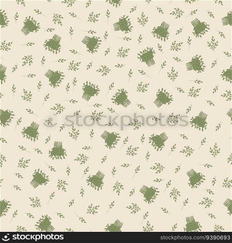 Hand-drawn seamless patterns with leaves and combs for hair from the leaves. Hand-drawn seamless patterns with leaves and combs for hair from the leaves.