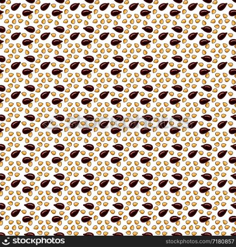 Hand drawn seeds seamess pattern. Sesame and flax seeds background. Vector illustration. Hand drawn seeds seamess pattern. Sesame and flax seeds background