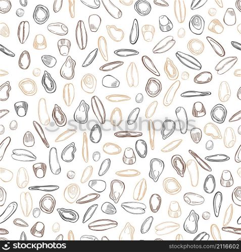 Hand drawn seeds. Vector seamless pattern