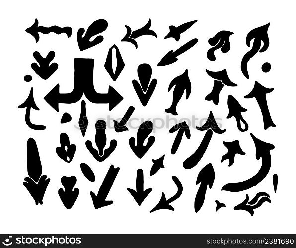 Hand drawn set. Vector illustration for business or education design.. Collection of black arrow sign icon