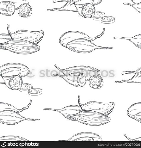 Hand drawn shallot onion (Allium ascalonicum). Vector seamless pattern