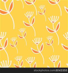 Hand drawn simple cute flower seamless pattern. Abstract floral wallpaper. Doodle plants endless background. Design for fabric, textile print, wrapping paper, cover. vector illustration. Hand drawn simple cute flower seamless pattern. Abstract floral wallpaper.