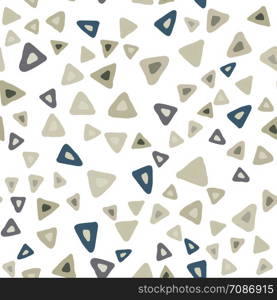 Hand drawn simple triangle seamless pattern on white background. Repeating chaotic shapes backdrop. Vector illustration. Hand drawn simple triangle seamless pattern on white background.