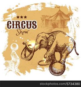 Hand drawn sketch circus and amusement vector illustration. Carnival vintage poster background
