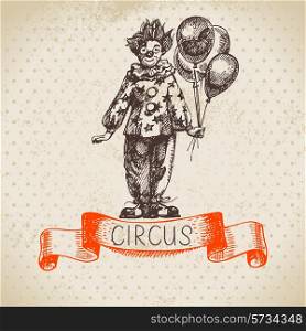 Hand drawn sketch circus and amusement vector illustration. Vintage background
