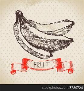 Hand drawn sketch fruit banana. Eco food background. Vector illustration